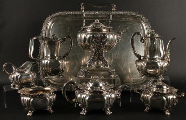 A 19th century Seven Piece "Chrysanthemum" Pattern Sterling Silver Coffee & Tea Service, which was exhibited in the Tiffany & Co.  booth at the 1893 World’s Columbian Exhibition in Chicago 